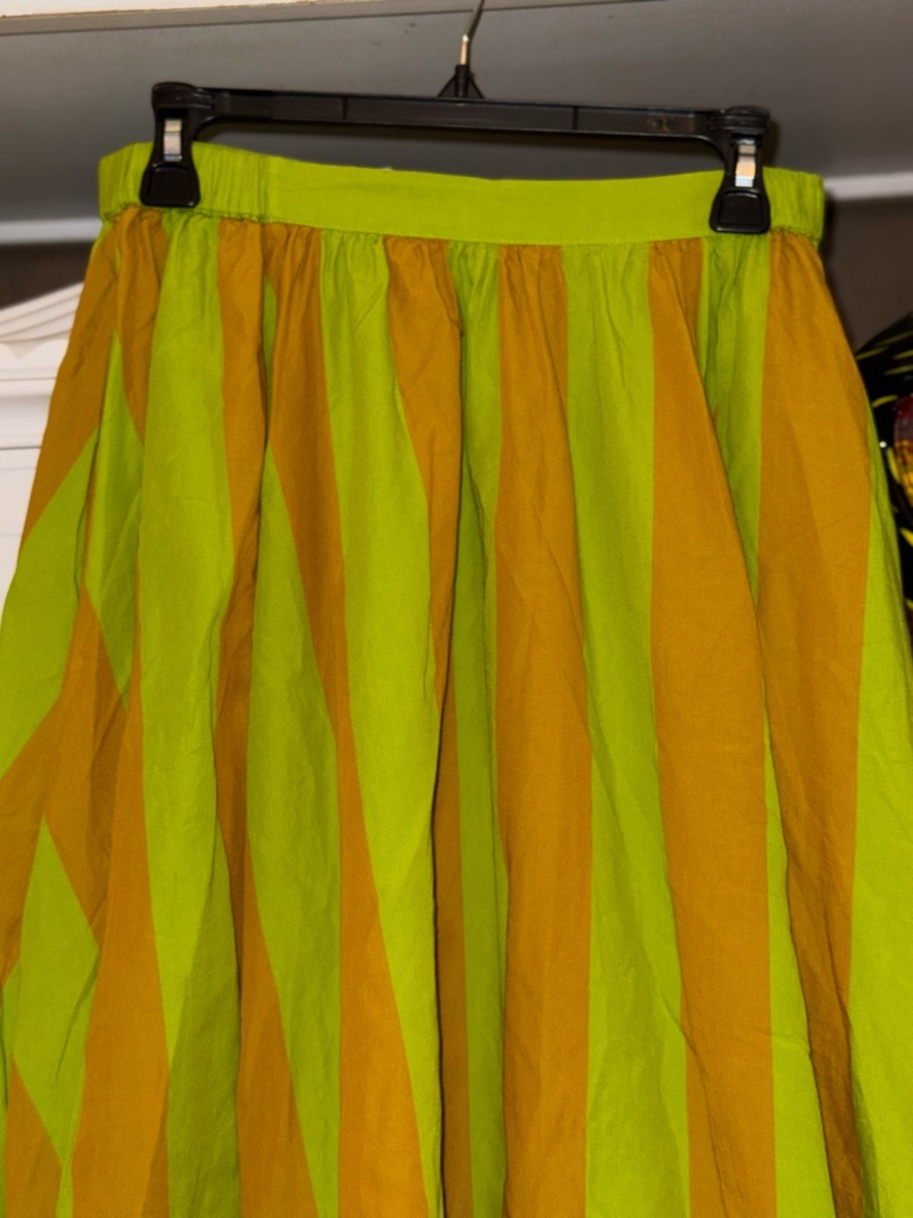 Free People Small S striped skirt Lowen cotton midi green mustard - Picture 7 of 8
